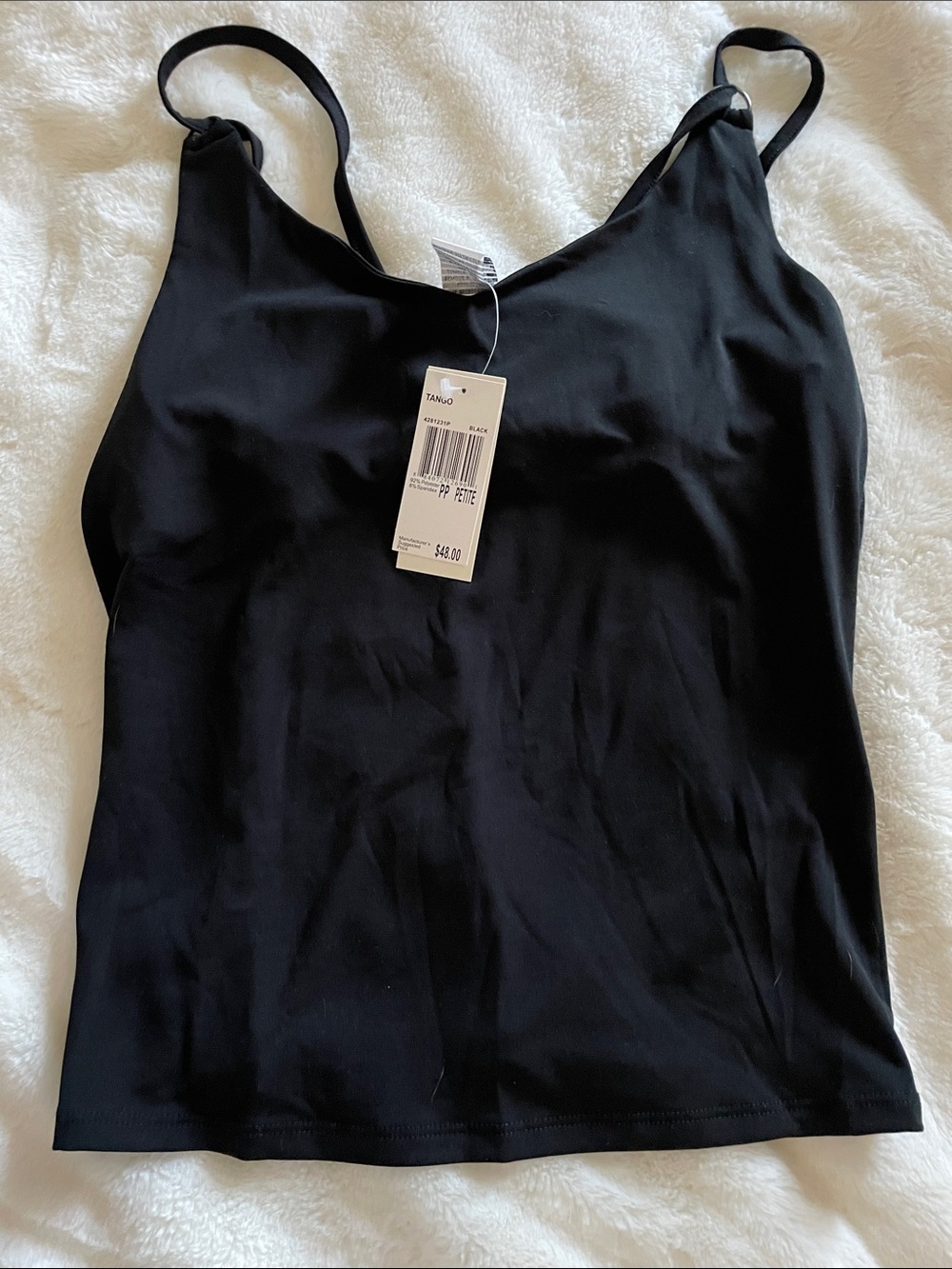 Evelyn size P/P black stretch double strap camisole/tank top-NWT